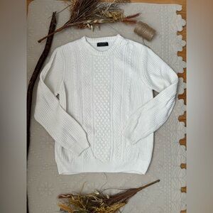 Primark Unisex White Fisherman Sweater XL